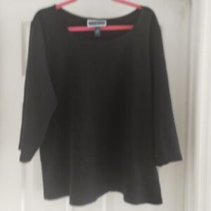 Karen Scott Black 3/4 Sleeve Blouse